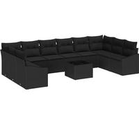 Ensemble de canapés de jardin vidaXL avec rangement, noir, en polyrotin