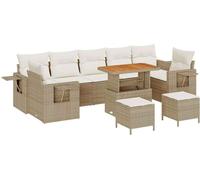 Ensemble de canapés de jardin vidaXL, couleur beige et crème, en polyrotin