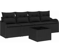 Ensemble de canapés de jardin vidaXL en polyrotin noir