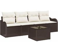 Ensemble de canapés de jardin vidaXL en rotin synthétique marron