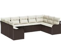 Ensemble de canapés de jardin vidaXL, 9 pièces, couleur marron, en polyrotin