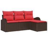 Ensemble de canapés de jardin vidaXL en rotin synthétique marron