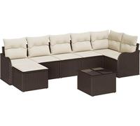 Ensemble de canapés de jardin vidaXL en rotin synthétique marron