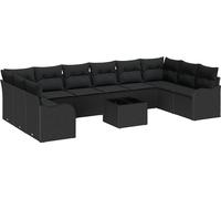 Ensemble de canapés de jardin vidaXL, noir, 55 x 55 x 37 cm, en rotin synthétique