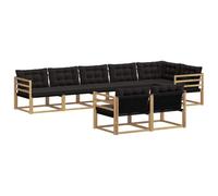 Ensemble de Canapés d'Extérieur 8 pc Bois d'Acacia Blanc et Noir | Meubles de terrasse,design modulable,surface laquée,entretien facile,utilisation extérieure