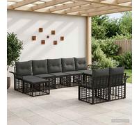 Ensemble de salon de jardin vidaXL, 9 pièces, noir et gris foncé, en polyester