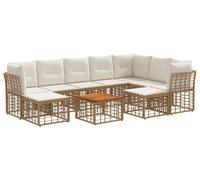 Ensemble de canapés d'extérieur vidaXL, 10 pièces, en polyester naturel et de couleur crème