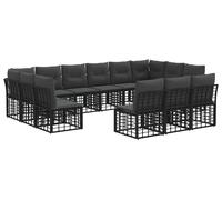 Ensemble de canapés d'extérieur vidaXL, 10 pièces, noir et gris foncé, polyester