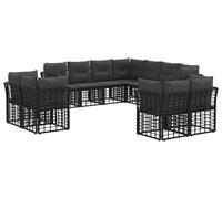 Ensemble de canapés d'extérieur vidaXL, 11 pièces, polyester noir et gris foncé