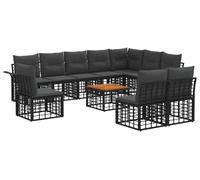 Ensemble de canapés d'extérieur vidaXL, 11 pièces, polyester noir et gris foncé