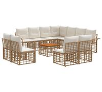 Ensemble de canapés d'extérieur vidaXL, 12 pièces, couleur naturel et blanc crème, en polyester
