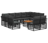 Ensemble de canapés d'extérieur vidaXL, 12 pièces, noir et gris foncé, polyester