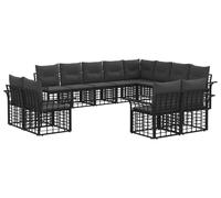 Ensemble de canapés d'extérieur vidaXL, 12 pièces, noir et gris foncé, polyester