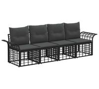 Ensemble de canapés d'extérieur vidaXL, 4 pièces, noir et gris foncé, polyester