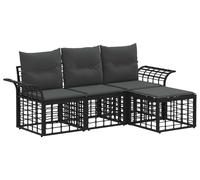 Ensemble de canapés d'extérieur vidaXL, 4 pièces, noir et gris foncé, polyester