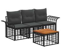 Ensemble de canapés d'extérieur vidaXL, 4 pièces, noir et gris foncé, polyester
