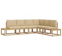 Ensemble de canapés d'extérieur vidaXL, 4 pièces, polyester blanc et beige