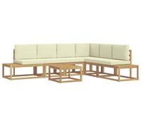 Ensemble de canapés d'extérieur vidaXL, 5 pièces, blanc et crème, en polyester