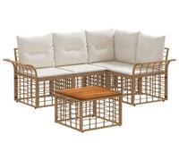 Ensemble de canapés d'extérieur vidaXL, 5 pièces, polyester naturel et blanc crème