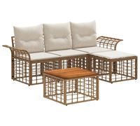 Ensemble de canapés d'extérieur vidaXL, 5 pièces, polyester naturel et blanc crème