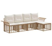 Ensemble de canapés d'extérieur vidaXL, 5 pièces, polyester naturel et blanc crème