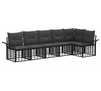 Ensemble de canapés d'extérieur vidaXL, 6 pièces, polyester noir et gris foncé