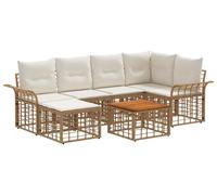 Ensemble de canapés d'extérieur vidaXL, 7 pièces, polyester naturel et blanc crème