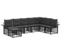 Ensemble de canapés d'extérieur vidaXL, 8 pièces, noir et gris foncé, en polyester