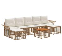 Ensemble de canapés d'extérieur vidaXL, 8 pièces, polyester naturel et blanc crème