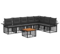 Ensemble de canapés d'extérieur vidaXL, 8 pièces, polyester noir et gris foncé