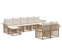 Ensemble de canapés d'extérieur vidaXL, 9 pièces, polyester naturel et blanc crème