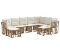 Ensemble de canapés d'extérieur vidaXL, 9 pièces, polyester naturel et blanc crème