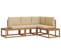 Ensemble de canapés d'extérieur vidaXL avec 4 coussins, couleur naturelle et beige