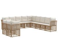 Ensemble de canapés d'extérieur vidaXL avec coussins, 11 pièces, polyester naturel