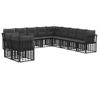Ensemble de canapés d'extérieur vidaXL avec coussins, 11 pièces, polyester noir