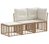 Ensemble de canapés d'extérieur vidaXL avec coussins, 3 pièces, polyester naturel