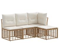 Ensemble de canapés d'extérieur vidaXL avec coussins, 4 pièces, polyester naturel