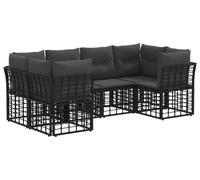 Ensemble de canapés d'extérieur vidaXL avec coussins, 6 pièces, polyester noir