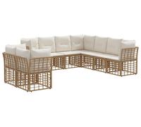 Ensemble de canapés d'extérieur vidaXL avec coussins, 9 pièces, polyester naturel