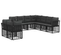 vidaXL Ensemble de canapés d'extérieur 9 pièces avec coussins, polyester noir