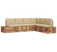 Ensemble de canapés d'extérieur vidaXL, couleur naturelle et beige, 273 x 213,5 x 73 cm
