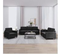 Ensemble de canapés en velours - vidaXL - Noir - 3 pièces - Fauteuil: 78x77x80 cm - Canapé 2 places: 138x77x80 cm