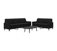 vidaXL Ensemble de canapés 2 pcs avec coussins et traversins Noir Velours