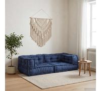 Ensemble de canapés modulaires vidaXL, 3 pièces, indigo, 140 x 70 x 36 cm, tissu