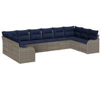 Ensemble de canapés vidaXL, 10 pièces, gris, en polyester