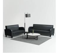 Ensemble de canapés - vidaXL - 2 pcs - Cuir synthétique - Noir - Confort moelleux