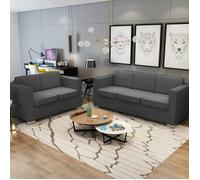 Ensemble de canapés - vidaXL - 2 pièces - Tissu - Gris foncé - Confort moelleux
