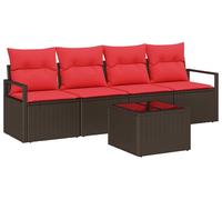 Ensemble de canapés vidaXL, 5 pièces, en polyrotin marron et rouge