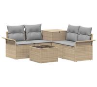 Ensemble de canapés vidaXL, 6 pièces, couleur beige et gris clair, pour 4 personnes