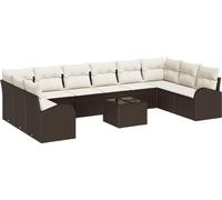 Ensemble de canapés vidaXL avec coussins, 11 pièces, en polyrotin marron